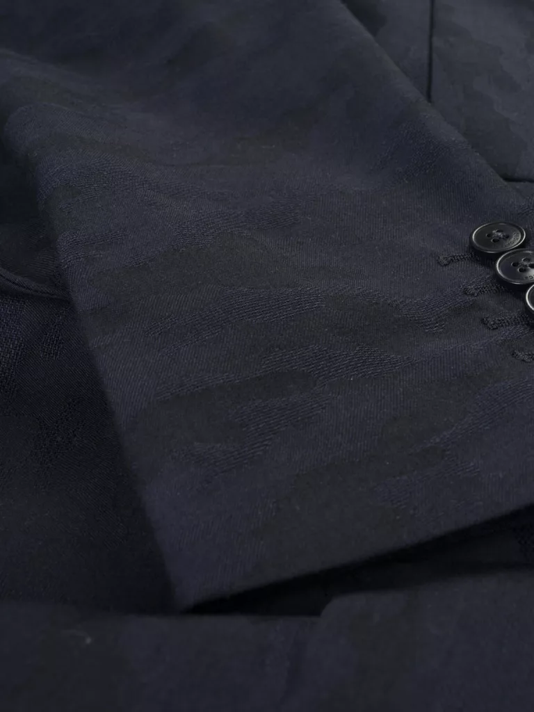 B1035-One-Button-Blazer-Uniforms-for-the-Dedicated-Dark-Navy-Jaquard-close-up-fabric