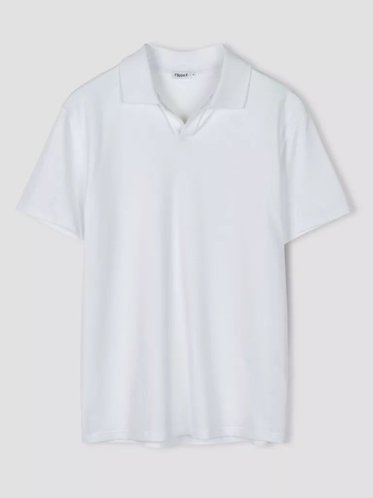 B1112-Lycra-Polo-T-Shirt-Filippa-K-White-Front-Flat-Lay
