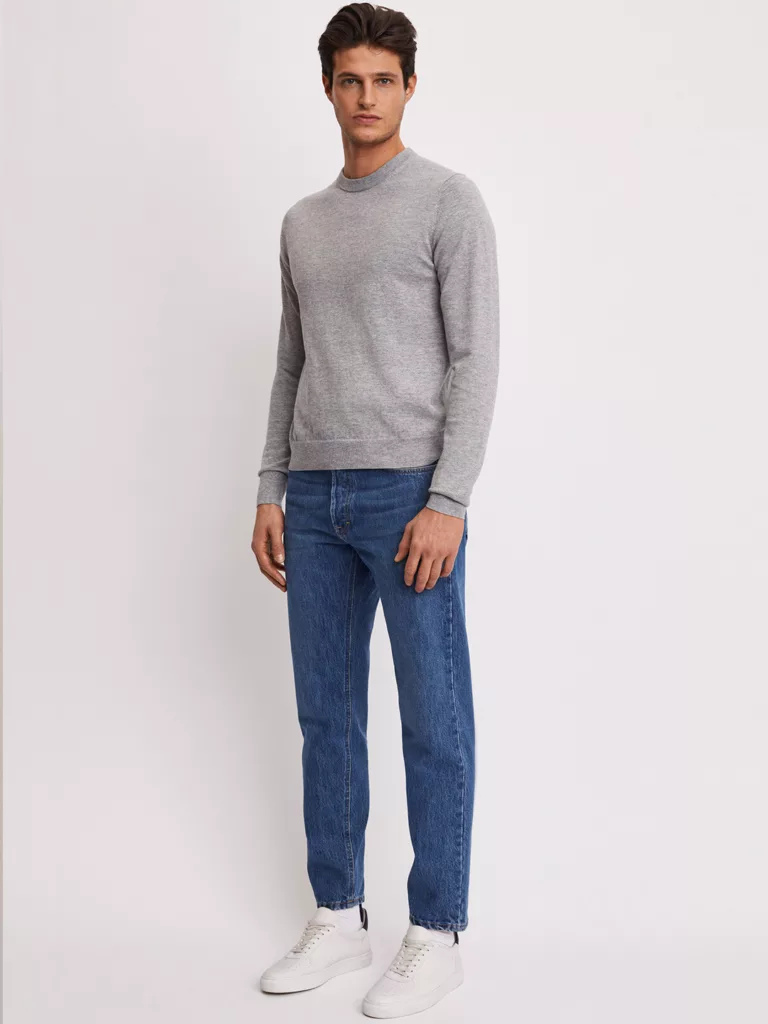 B1157-Cotton-Merino-Sweater-Filippa-K-Lt-Grey-Melange-full-body-front