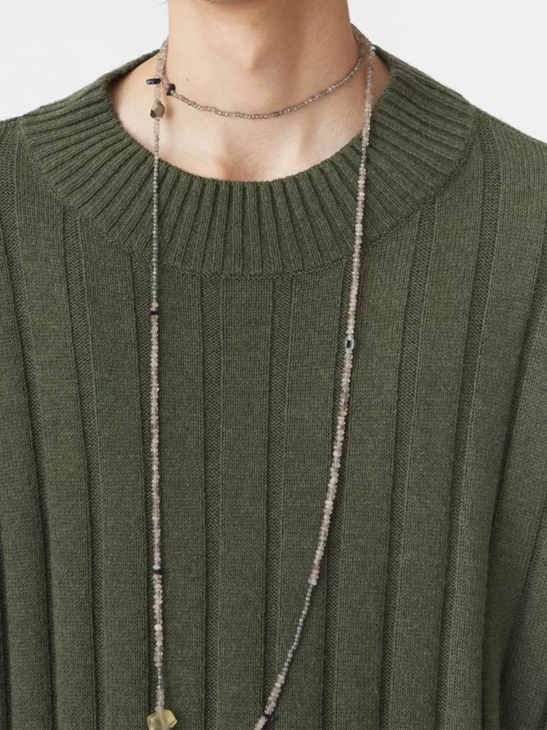 B1264-Om-Sweater-Hope-Sthlm-Khaki-Green-Front-Close-Up-Neck