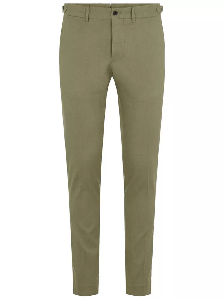B1317-Grant-Cotton-Linen-Trouser-J-Lindeberg-Covert-Green-Front-Flat-Lay