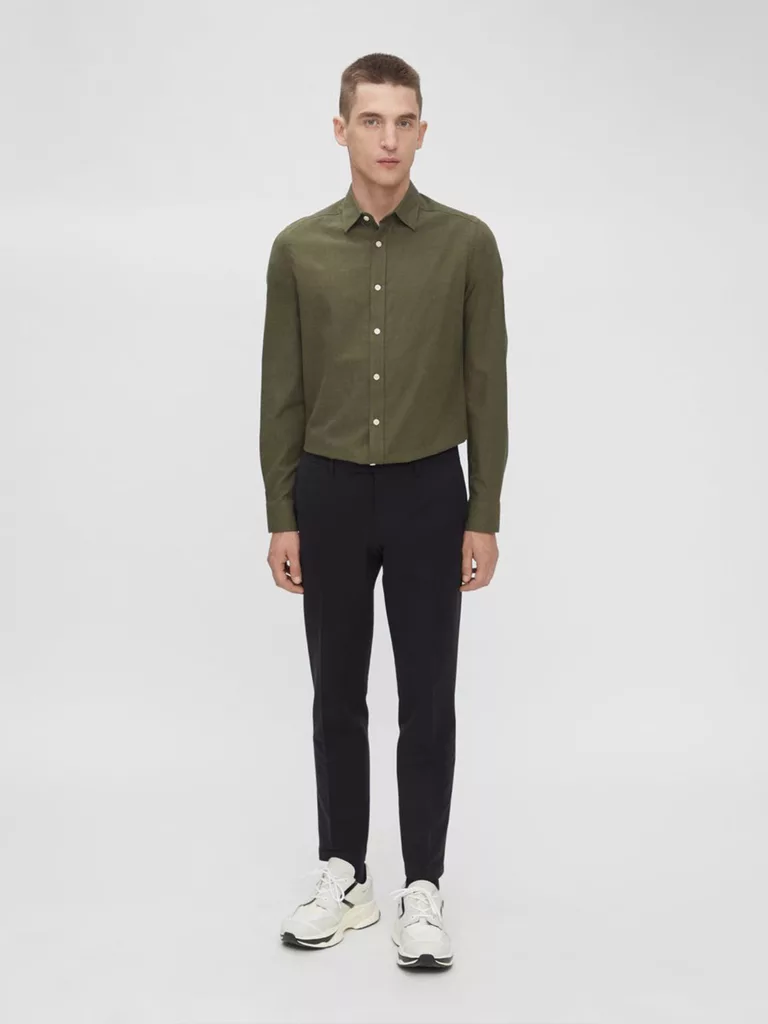 B1332-Light-Flannel-Slim-Shirt-J-Lindeberg-Moss-Green-Front-Full-Body