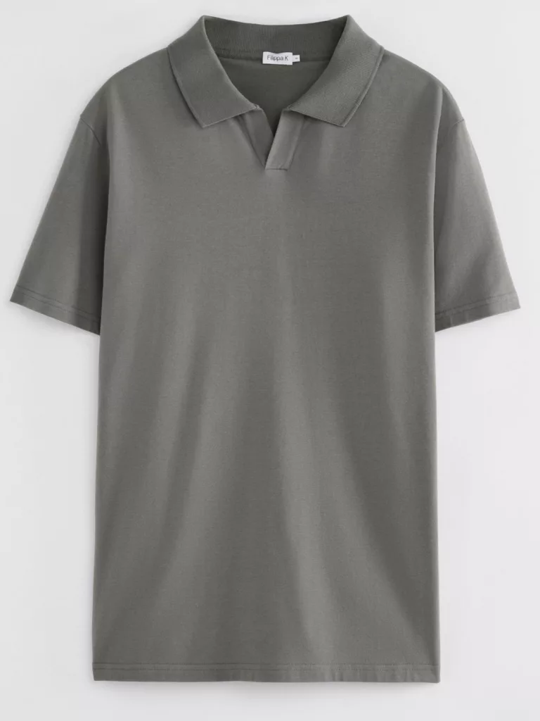 B1355-Lycra-Polo-T-Shirt-Filippa-K-Green-Grey-Front-Flat-Lay