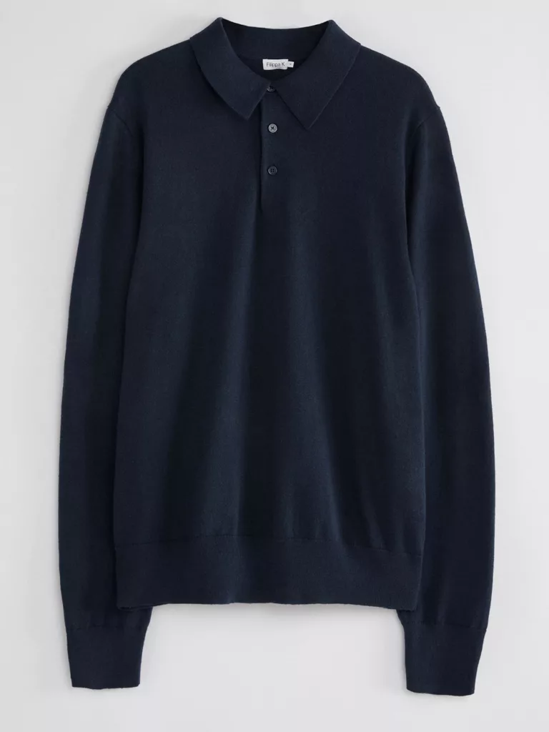 B1398-Knitted-Polo-Shirt-Filippa-K-Navy-Front-Flat-Lay