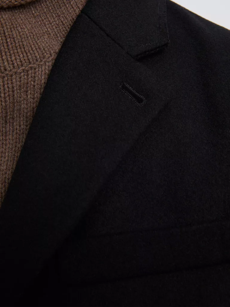 B1427-Rhine-Coat-Filippa-K-Black-Front-Close-Up-Fabric