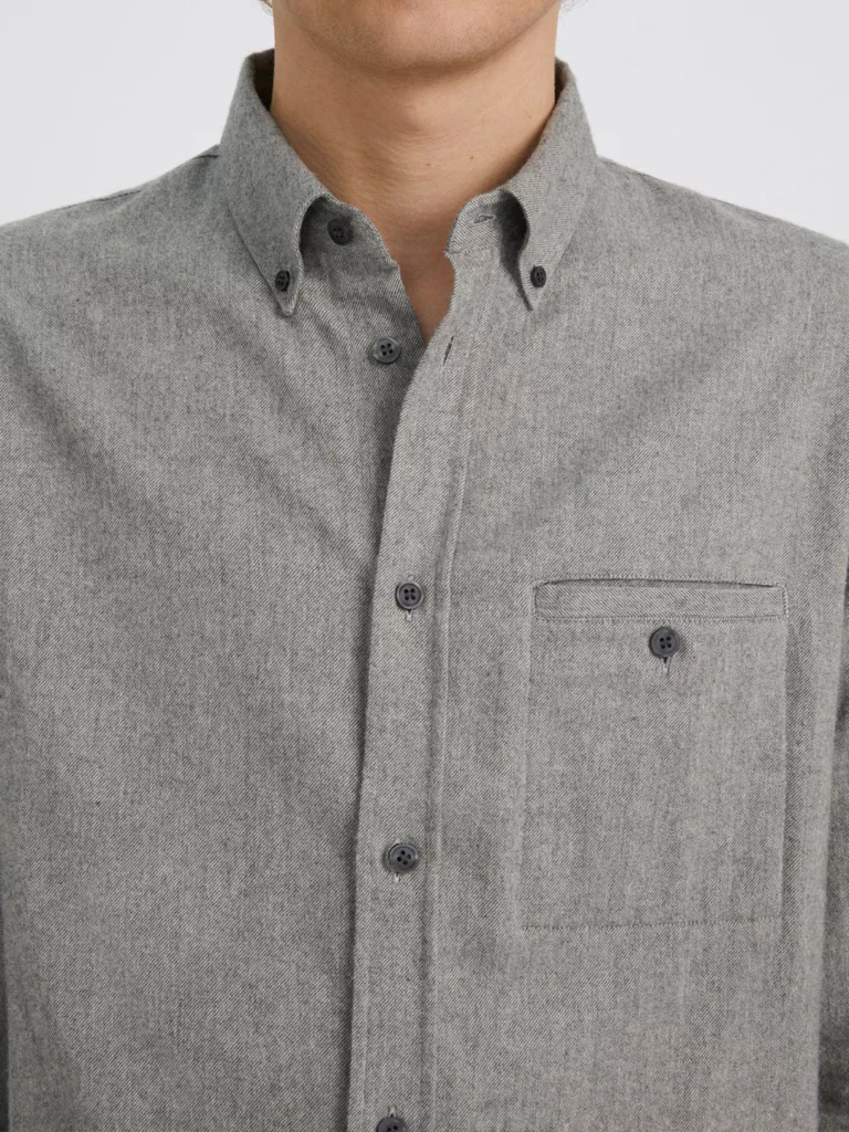 B1428-Zachary-Flannel-Shirt-Filippa-K-Grey-Melange-Front-Close-Up-Fabric