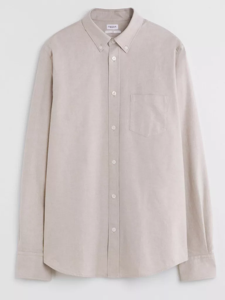 B1430-Lewis-Oxford-Shirt-Filippa-K-Khaki-Lime-White-Front-Flat-Lay