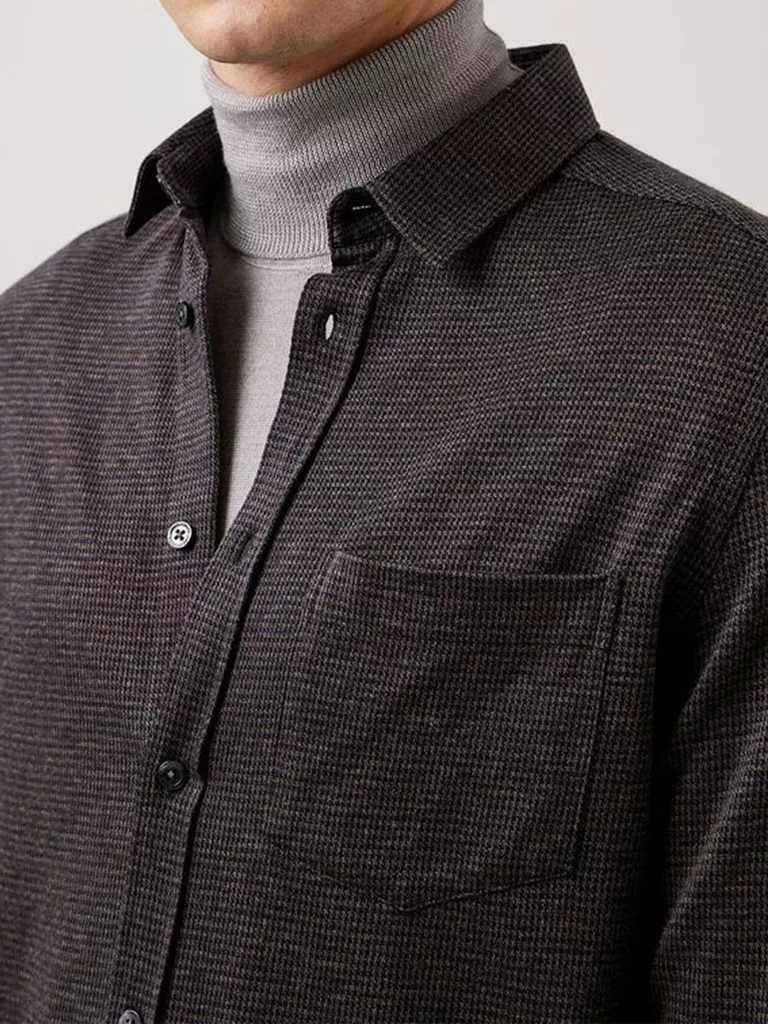 B1438-Jersey-Houndstooth-Slim-Shirt-J-Lindeberg-Dk-Grey-Front-Close-Up-Fabric