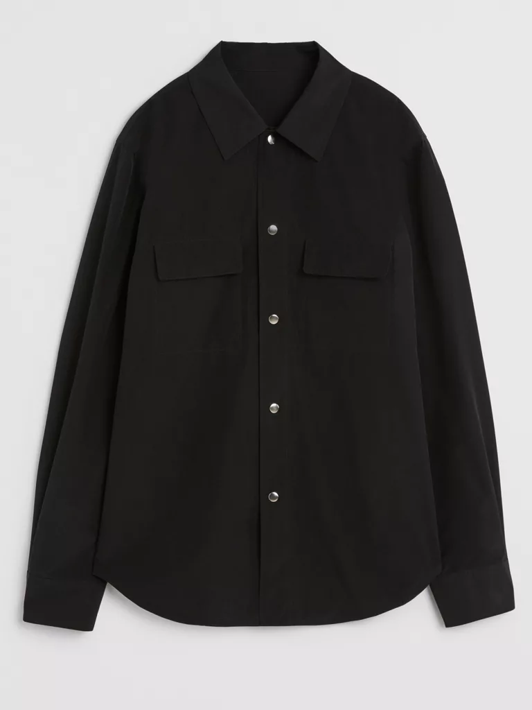B1452-Oscar-Nylon-Overshirt-Jacket-Filippa-K-Black-Front-Flat-Lay