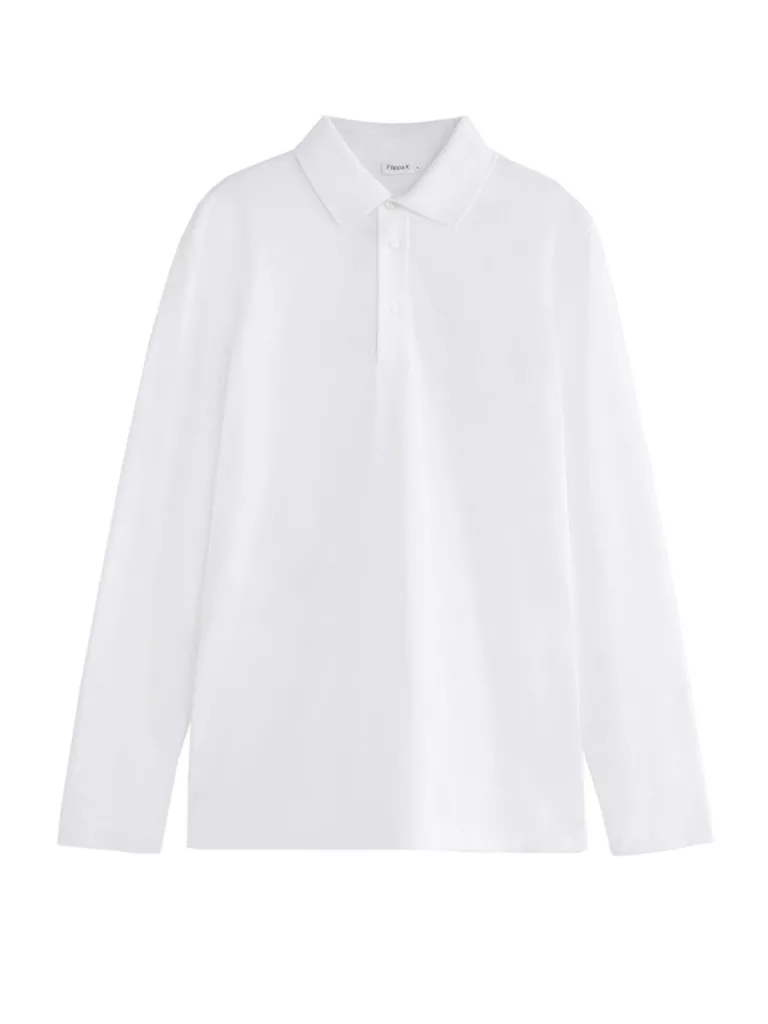 B1453-Luke-Lycra-Polo-Shirt-Filippa-K-White-Front-Flat-Lay