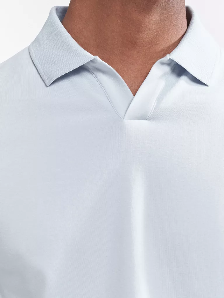 B1487-Stretch-Cotton-Polo-T-Shirt-Filippa-K-Soft-Blue-Front-Close-Up-Collar