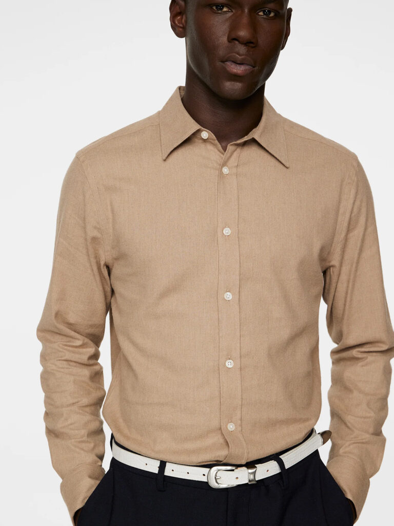 B1507-Light-Flannel-Slim-Shirt-J-Lindeberg-Tiger-Brown-Front