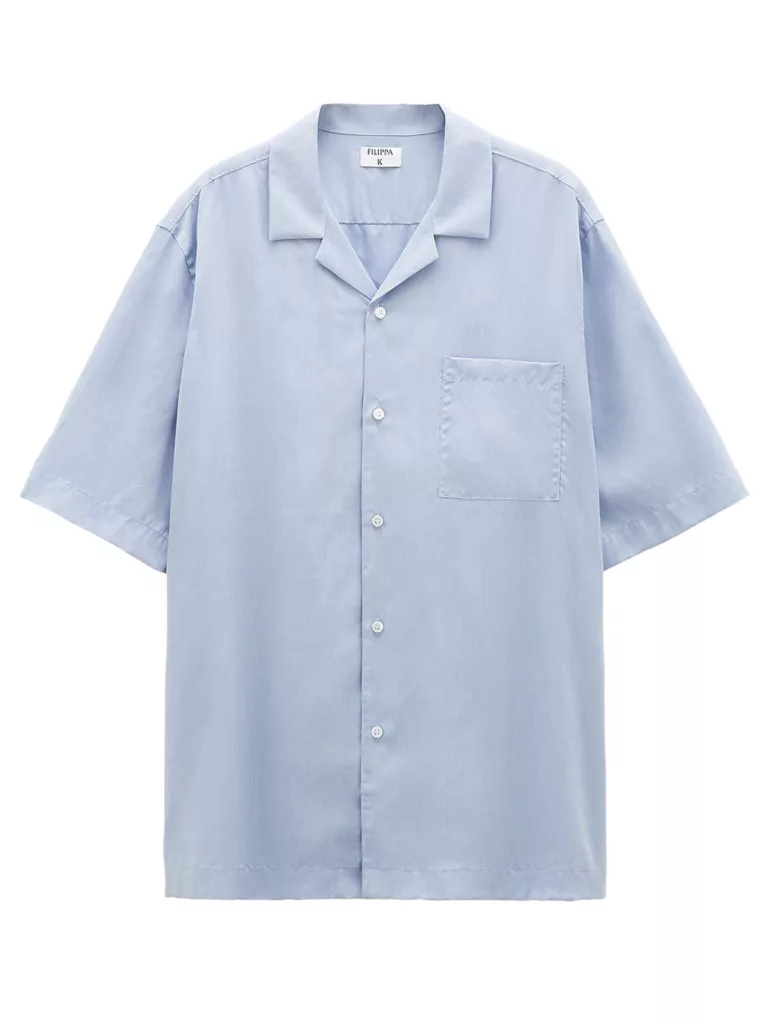 B1597-Short-Sleeve-Shirt-Washed-Blue-Filippa-K-Flat-Lay