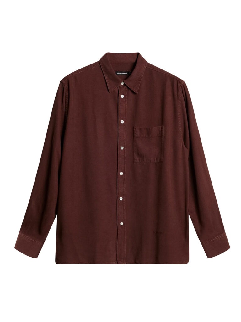 B1628-Reg-Struct-GMD-Tencel-Shirt-J-Lindeberg-Bitter-Chocolate-Front-Flat-Lay