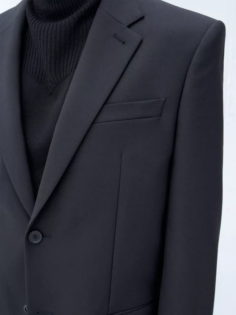 B1631-Classic-Wool-Blazer-Filippa-K-Black-Front-Close-Up-Lapel