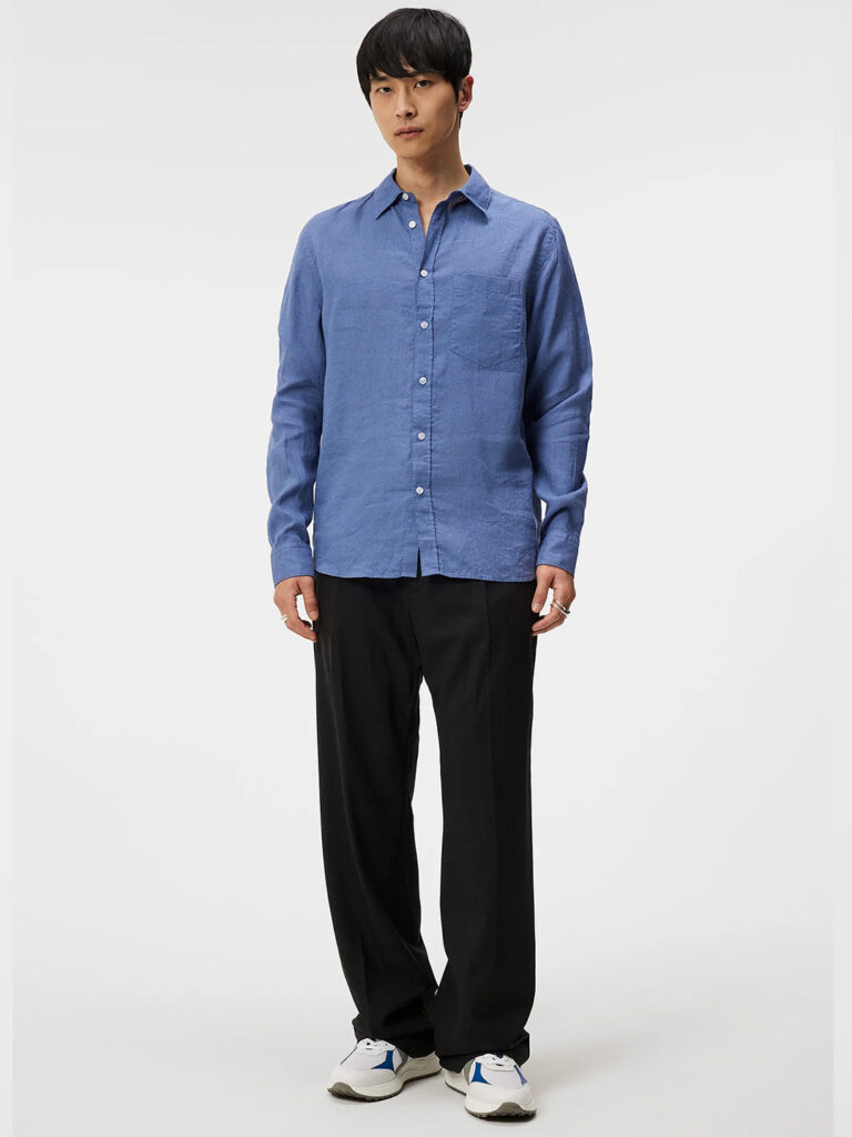 B1656-Reg-LS-Clean-Linen-Shirt-J-Lindeberg-Bijou-Blue-Front-Full-Body