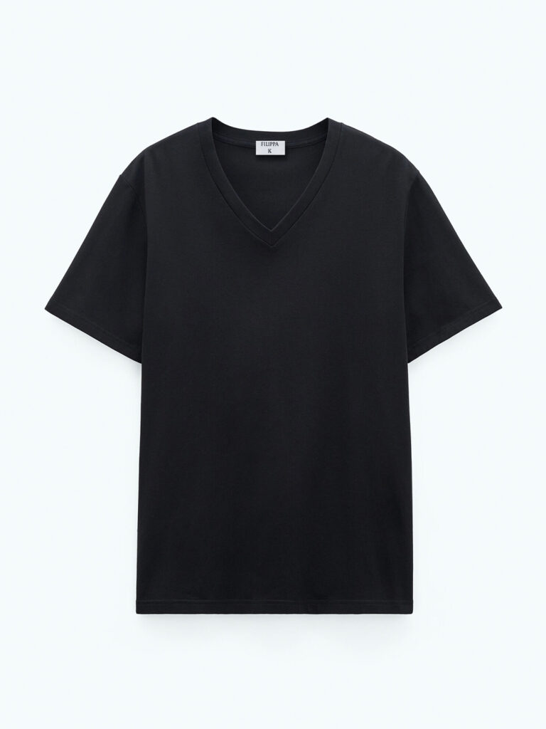 B1660-Stretch-V-neck-Tee-Filippa-K-Black-Flat-Lay