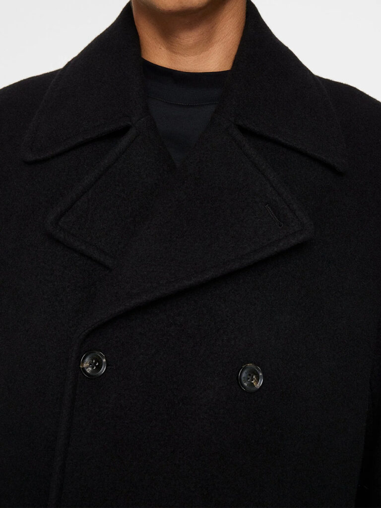 B1681-Arno-Double-Breasted-Coat-J-Lindeberg-Black-Front-Close-Up-Lapel-2