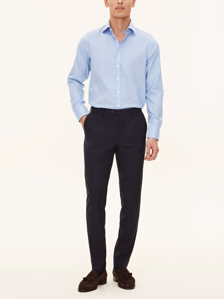 B1698-Slim-Fit-Cut-Away-Non-Iron-Cotton-Shirt-Oscar-Jacobson-Lt-Blue-Front-Full-Body