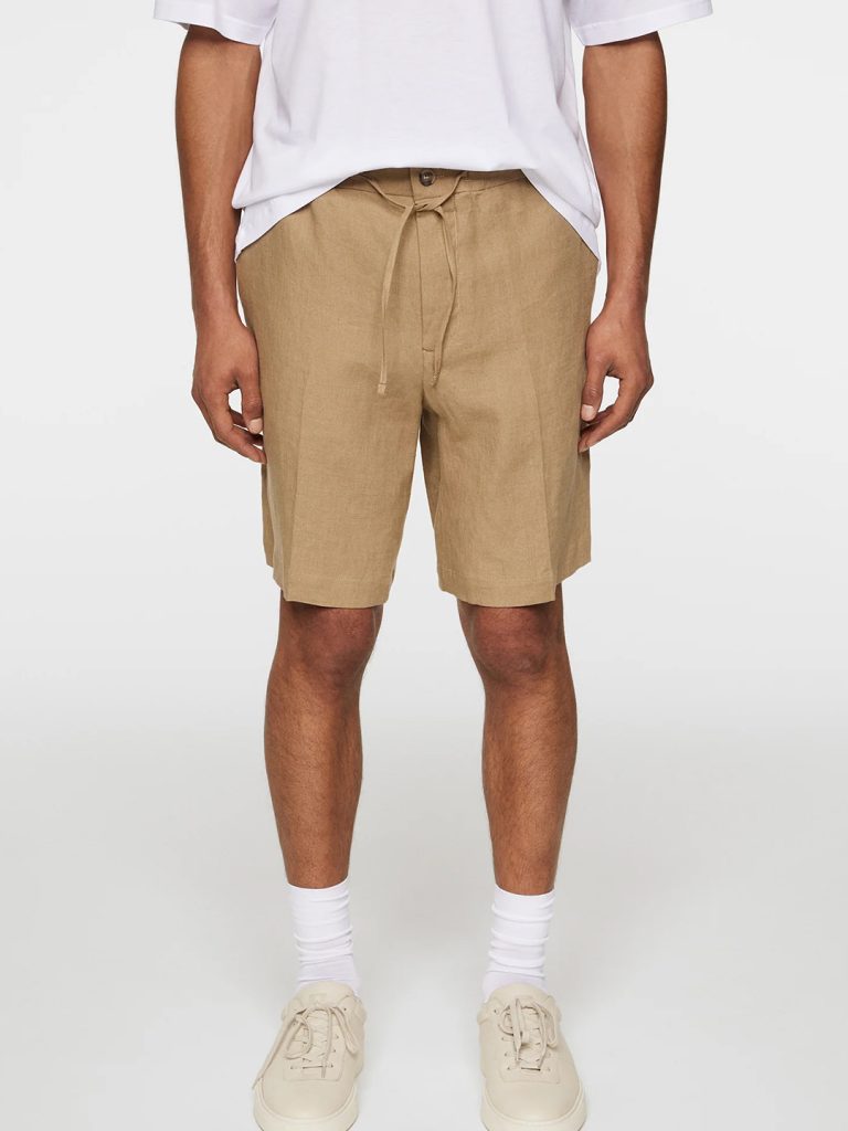B1740-Brady-Drape-Linen-Shorts-J-Lindeberg-Sepia-Tint-Front