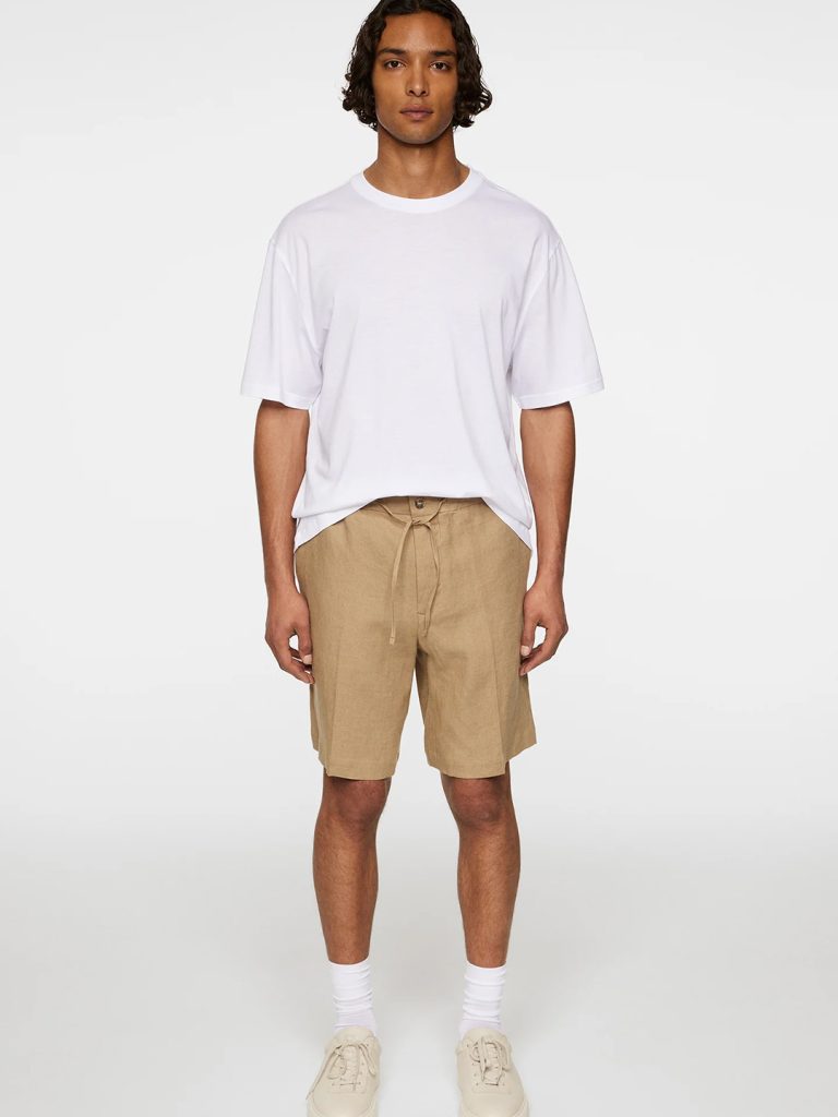 B1740-Brady-Drape-Linen-Shorts-J-Lindeberg-Sepia-Tint-Full-Body-Front