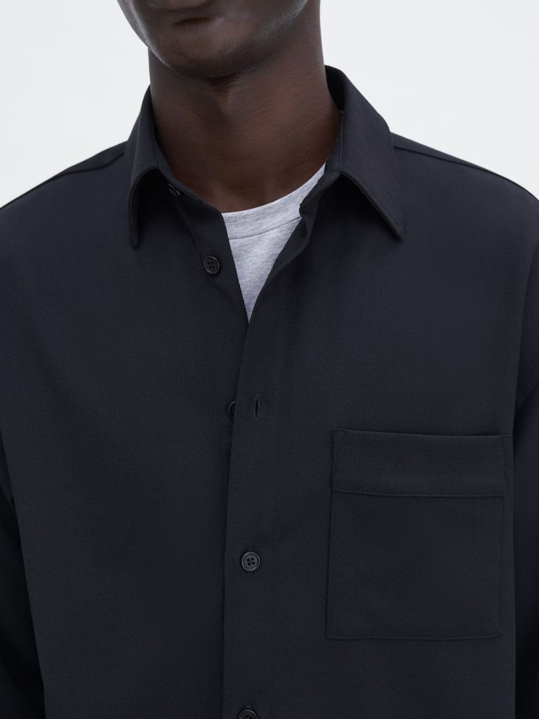 B1743-Boxy-Twill-Shirt-Filippa-K–Black-Front-Close-Up
