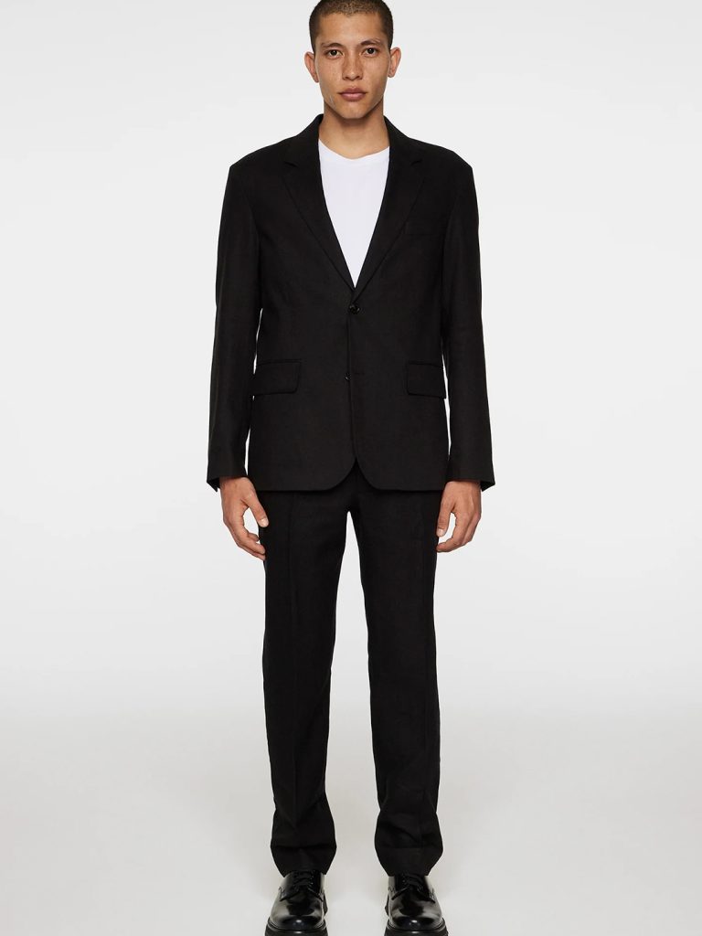 B1746-Alban-U-Super-Linen-Blazer-J-Lindeberg-Black-Front-Full-Body