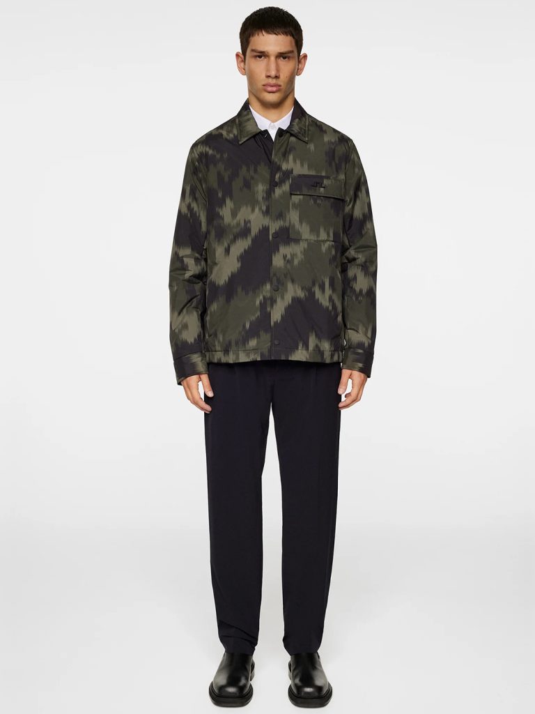 B1752-Nile-Print-padded-Overshirt-J-Lindeberg-Warped-Forest-Front-Full-Body