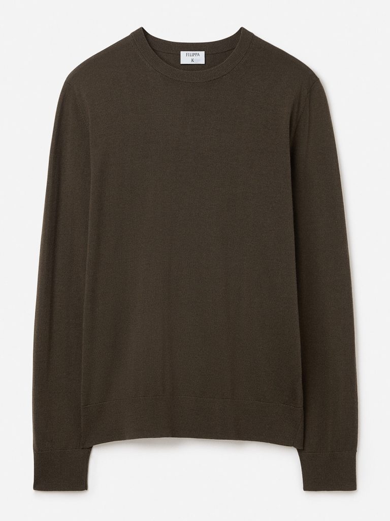 B1765-Merino-Sweater-Filippa-K-Dk-Khaki-Green-Front-Flat-Lay