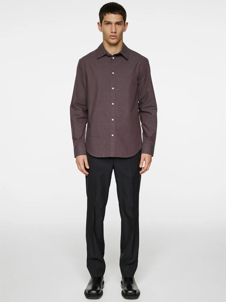 B1765-Slim-Light-Flannel-Shirt-J-Lindeberg-Huckelberry-Front-Full-Body