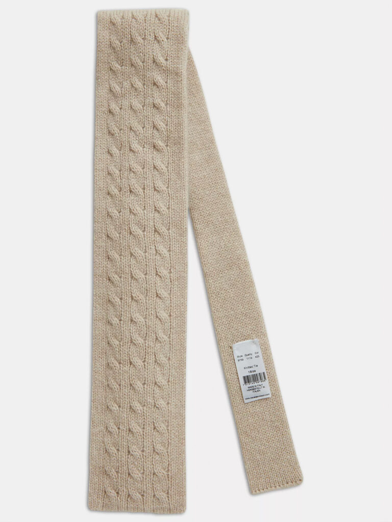 C0345-Knitted-Cashmere-Tie-Oscar-Jacobson-Nubuck-Beige-Flat-Lay-Front