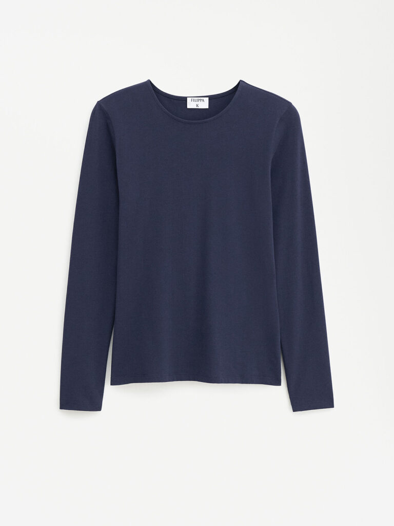 S0113-Cotton-Stretch-Long-Sleeve-Tee-FK-Navy-Flat-Lay