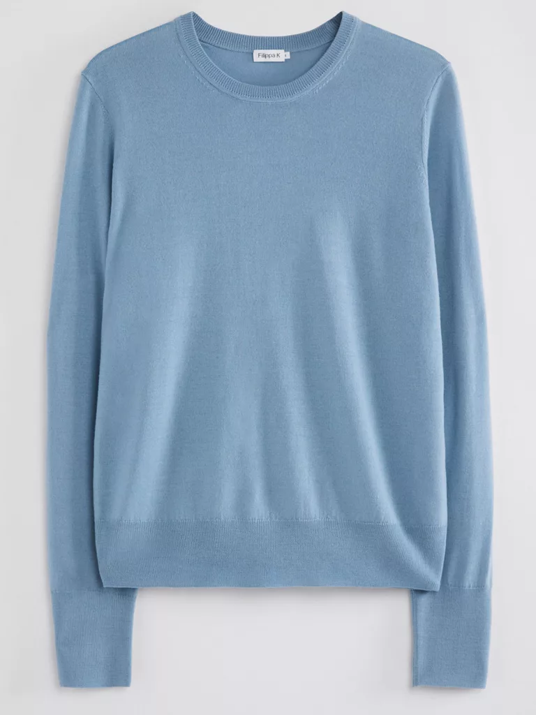 S0118-Merino-R-Neck-Sweater-Filippa-K-Faded-Blue-Front-Flat-Lay